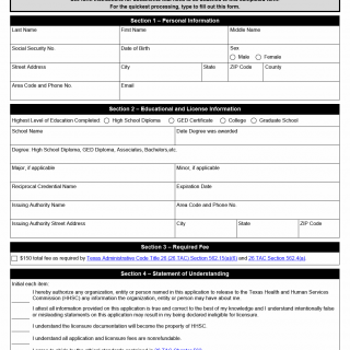 TX HHS Form 3236. Licensed Chemical Dependency Counselor Licensure by Reciprocity Application