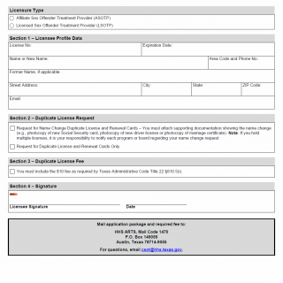 TX HHS Form 3243. Affiliate Sex Offender Treatment Provider or Licensed Sex Offender Treatment Provider Name Change or Duplicate License Application