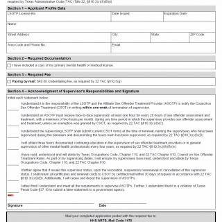 TX HHS Form 3245. Initial Licensed Sex Offender Treatment Provider Supervisor Application