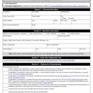 TX HHS Form 3248. Chemical Dependency Counselor Intern Registration Application
