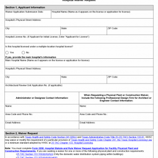 TX HHS Form 3249. Hospital Waiver Request TX HHS Form 3249. Hospital Waiver Request