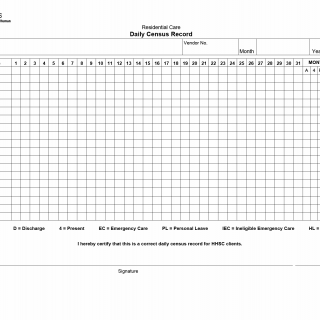 TX HHS Form 3251.Residential Care Daily Census Record