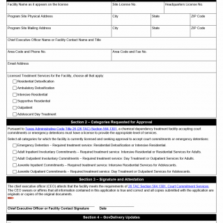 TX HHS Form 3259. Chemical Dependency Treatment Facility Court Commitment or Emergency Detention Acceptance Application TX HHS Form 3259. Chemical Dependency Treatment Facility Court Commitment or Emergency Detention Acceptance Application