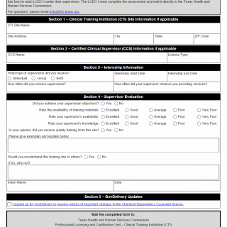 TX HHS Form 3260. Licensed Chemical Dependency Counselor Intern Supervision Assessment TX HHS Form 3260. Licensed Chemical Dependency Counselor Intern Supervision Assessment