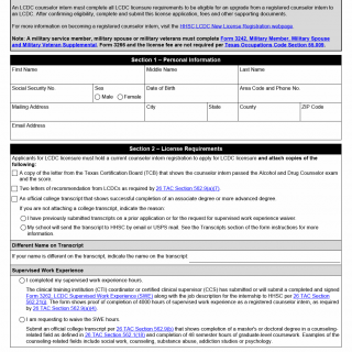 TX HHS Form 3266. Licensed Chemical Dependency Counselor (LCDC) License Application
