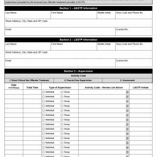 TX HHS Form 3270. CSOT Affiliate Sex Offender Treatment Provider Supervised Work Experience Documentation