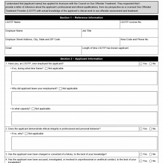 TX HHS Form 3271. CSOT Licensed Sex Offender Treatment Provider Applicant Letter of Reference