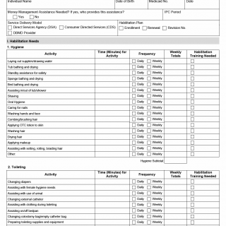 TX HHS Form 3596.  PAS/Habilitation Plan – CLASS/DBMD/CFC