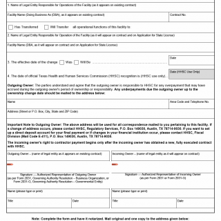 TX HHS Form 3604. Ownership Transfer Affidavit