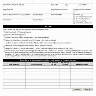 TX HHS Form 3608. Individual Plan of Care (IPC) HCS and CFC