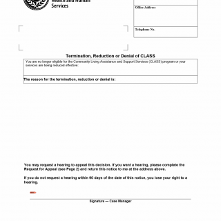 TX HHS Form 3624. Termination. Reduction or Denial of CLASS