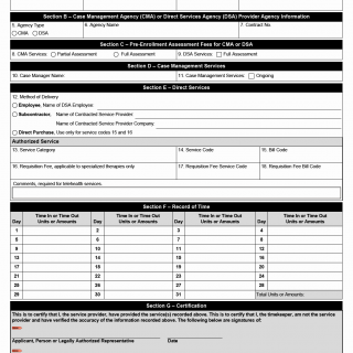 TX HHS Form 3625. CLASS and CFC Documentation of Services Delivered
