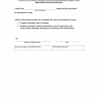 TX HHS Form 3627. Specialized Nursing Certification