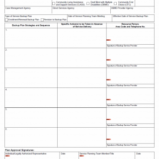 TX HHS Form 3628. Provider Agency Model Service Backup Plan