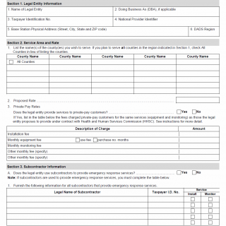 TX HHS Form 3681-C. Community Services Contract Application Addendum C - Emergency Response Services