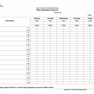 TX HHS Form 3683. Day Activity and Health Services Daily Attendance Record