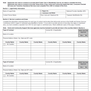 TX HHS Form 3691. Service Area Designation
