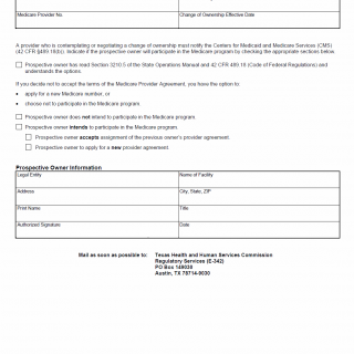 TX HHS Form 3695. Prospective Owner Intentions Regarding Medicare Certification TX HHS Form 3695. Prospective Owner Intentions Regarding Medicare Certification