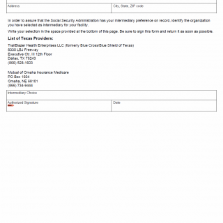 TX HHS Form 3696. Expression of Intermediary Preference