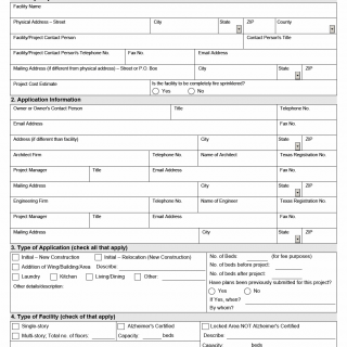 TX HHS Form 3703. Application for Plan Review for a Nursing Facility