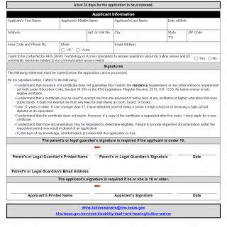 TX HHS Form 3900. Application for Certificate of Deafness for Tuition Waiver