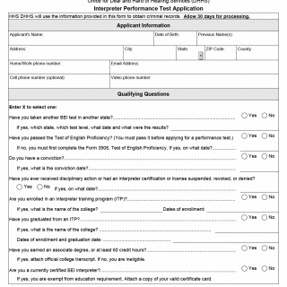 TX HHS Form 3909. Interpreter Performance Test Application
