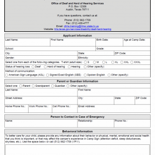 TX HHS Form 3930. Camp SIGN Application for Campers