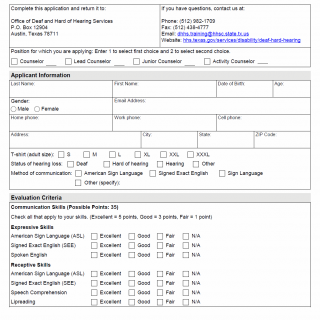 TX HHS Form 3932. Camp SIGN Application for Counselors TX HHS Form 3932. Camp SIGN Application for Counselors