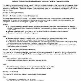 TX HHS Form 4010. Informed Consent for Opiate Use Disorder Individuals Seeking Treatment – Adults