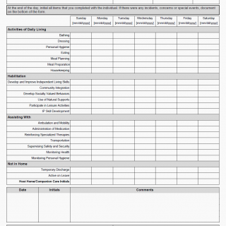 TX HHS Form 4122. Host Home/Companion Care Service Delivery Log
