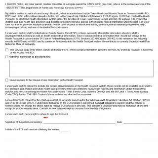 TX HHS Form 4205. Consent by Foster Parents or Medical Consenters for Health Passport