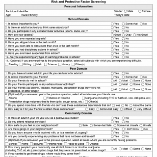 TX HHS Form 5103. Risk and Protective Factor Screening