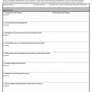 TX HHS Form 5404. Facility Observation Program