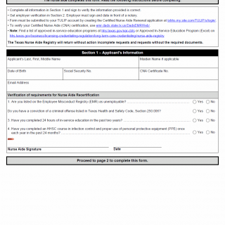 TX HHS Form 5506-NAR. Texas Nurse Aide Registry Employment Verification