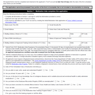 TX HHS Form 5534. Medication Aide General Statement Enrollment