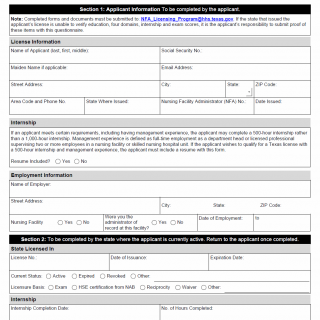 TX HHS Form 5535. Reciprocity Licensure Questionnaire