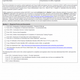 TX HHS Form 5830. Community-based Programs – Access and Eligibility Services Contract Application Packet Checklist. State Office Enrolled