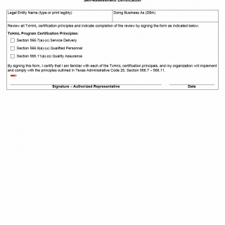 TX HHS Form 5920. TxHmL Waiver Program Self-Assessment Certification
