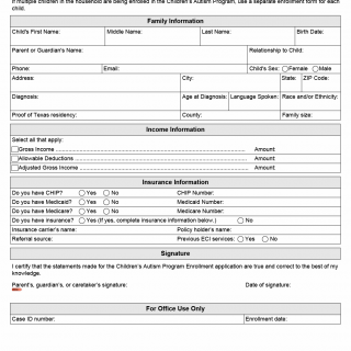 TX HHS Form 6000. Children's Autism Program Enrollment