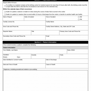 TX HHS Form 6101. Birthing Center Facility Incident Report TX HHS Form 6101. Birthing Center Facility Incident Report