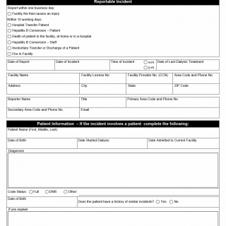 TX HHS Form 6103. End Stage Renal Disease Facility Incident Report TX HHS Form 6103. End Stage Renal Disease Facility Incident Report
