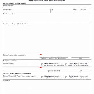 TX HHS Form 6508. Specifications for Minor Home Modifications