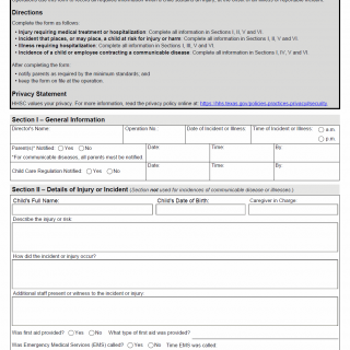TX HHS Form 7239. Incident or Illness Report TX HHS Form 7239. Incident or Illness Report