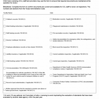 TX HHS Form 7261. Center Records Evaluation
