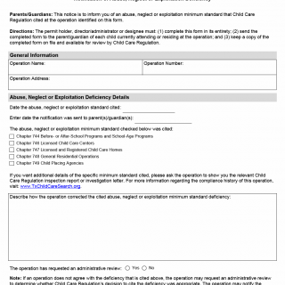 TX HHS Form 7266. Notification of Abuse. Neglect or Exploitation Deficiency