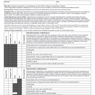 TX HHS Form 8007. ICF/IID RN Delegation Worksheet for 22 TAC Section 225 (Example Form) TX HHS Form 8007. ICF/IID RN Delegation Worksheet for 22 TAC Section 225 (Example Form)