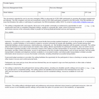 TX HHS Form 8201. HCBS-AMH Recovery Manager Settings Check
