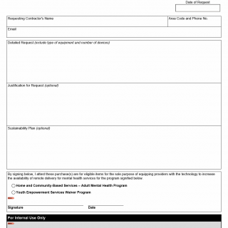 TX HHS Form 8202. HCBS-AMH Program and YES Waiver Program Request for Technology Funding