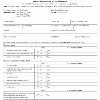 TX HHS Form 8492. Random Sample Review of Nursing On-Call Required Submission of Documentation