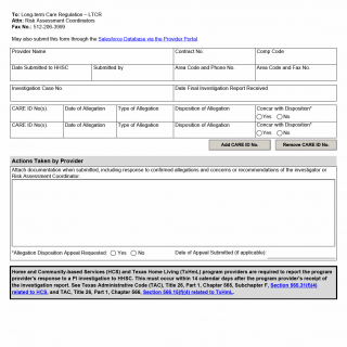 TX HHS Form 8494. Notification Regarding an Investigation of Abuse. Neglect or Exploitation